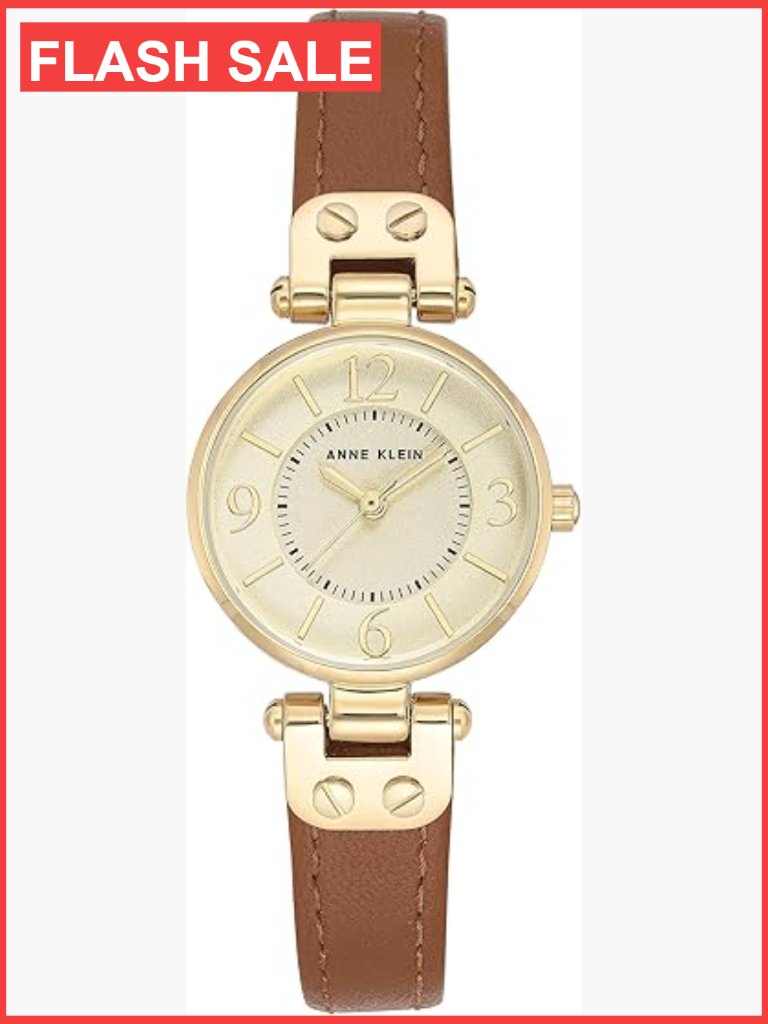 Genuine Leather Watch With GoldTone Case